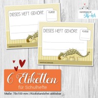 Schulheft-Etiketten | Dino Schulheft-Etiketten | Dino