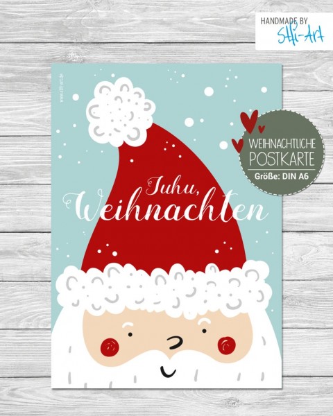 Weihnachtliche Postkarte "juhu, Weihnachten"