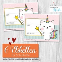 Schulheft-Etiketten | Katze Schulheft-Etiketten | Katze