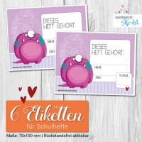 Schulheft-Etiketten | Monster Schulheft-Etiketten | Monster