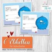 Schulheft-Etiketten | Monster Schulheft-Etiketten | Monster