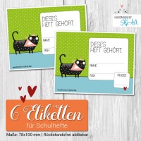 Schulheft-Etiketten | Katze Schulheft-Etiketten | Katze
